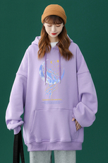 ！2024春季新品慵懒简约甜美印花宽松连帽卫衣W288P35控48，男装卫衣，A247A