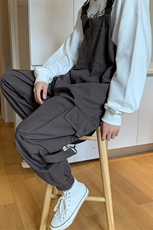 日系原宿工装吊带裤ins连体背带裤宽松阔腿直筒老爹裤K1513-P54，男装休闲裤，星座512-4