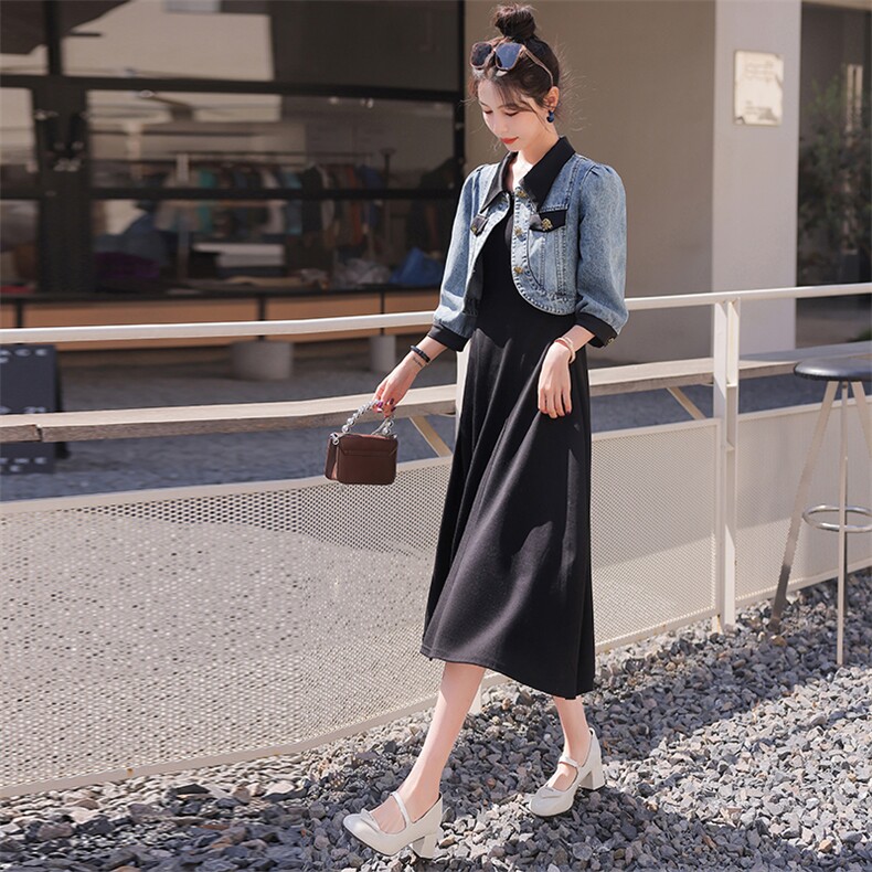 今年流行牛仔套装女2025夏季新款高级感洋气减龄背心连衣裙两件套,女装套装/套裙,意芙
