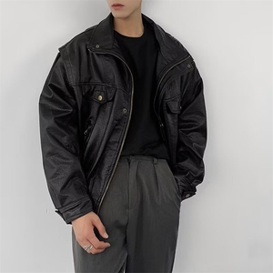 【升级款】高级感机车皮衣夹克男女外套PU皮飞行服Y10166-P85网图,男装夹克,电商B245