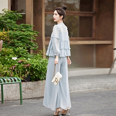 法式御姐轻熟风雪纺女2025年夏季新款高级感气质阔腿裤，女装防晒衣，水衣源