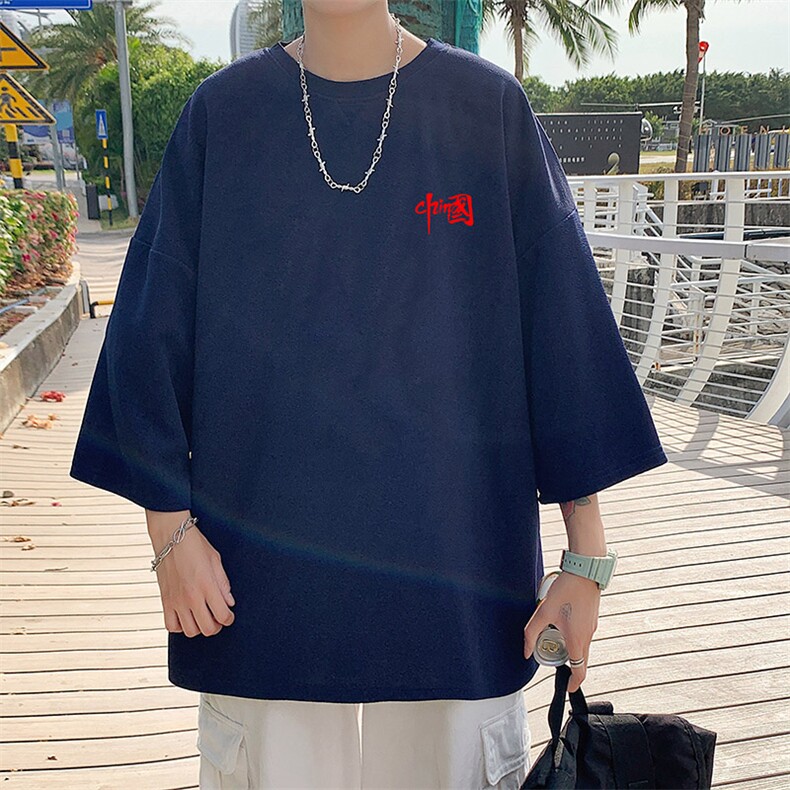 Q11276-P30春夏季七分袖t恤男大码五分袖男短袖中袖,男装T恤,电商A040