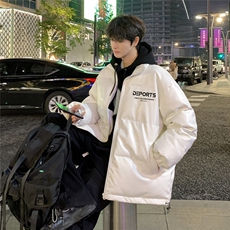 港风夜景冬款休闲字母印花立领PU皮棉服A247-MY84513特批95控158，男装棉衣，电商A247
