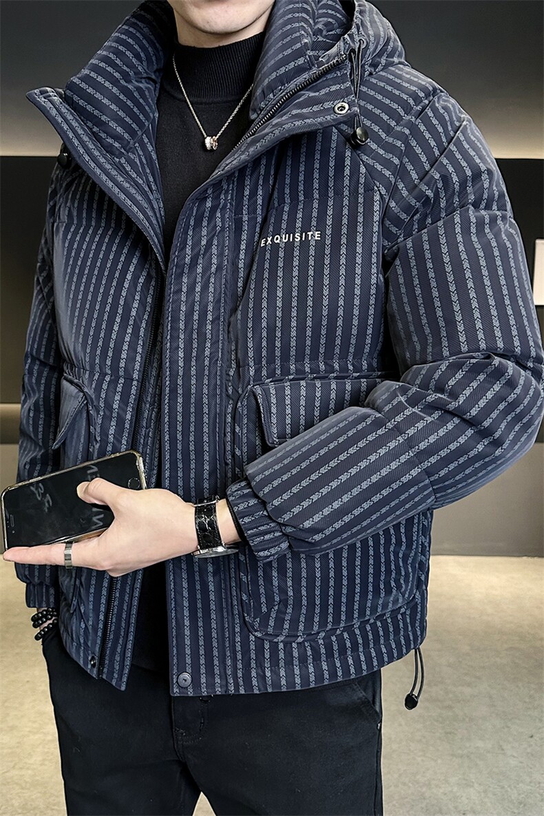 新标50白鸭绒条纹男装皮羽绒服C317-Y826-P295368,男装羽绒服,电商C317