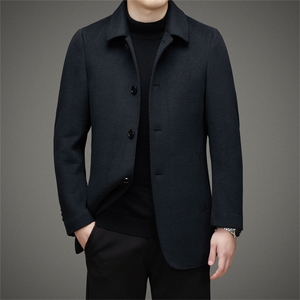 DJ82303钱塘2020-3冬季厚款商务休闲翻领中年男士毛呢大衣P435图片