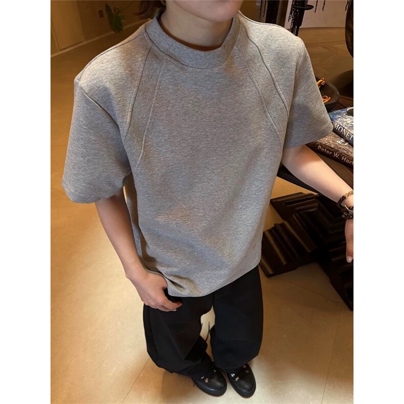 网图有货太空棉空气层拼接短袖t恤男硬挺boxy上衣女A354-P40，男装T恤，星座1505