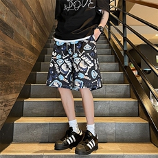 新款上市夏季短裤小妖怪潮流印花时尚宽松休闲裤子K22366-P30，男装牛仔裤，电商A128