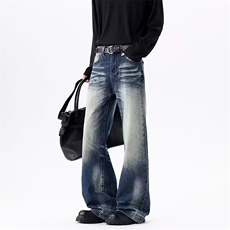 A8820美式复古水洗猫须微喇叭牛仔裤新款休闲小众vibe裤子，男装牛仔裤，星座308A-1（原309B-1）