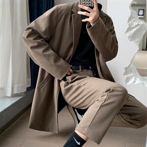 2026新中长款毛呢风衣西服两件套装/TZ01P155可单卖风衣95裤55，男装西服，电商D325