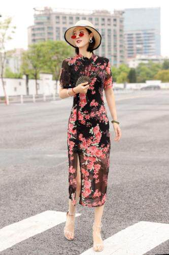 仿真丝旗袍气质裙,女装婚纱/旗袍/礼服,澳洛菲