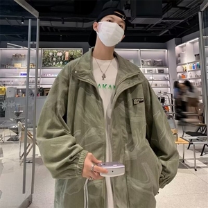 春秋灯芯绒翻领外套男休闲美式潮牌痞帅港风潮流刺绣W6013/P60图片