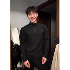 半拉链立领长袖T恤衫男士德绒保暖双面磨毛卫衣，男装T恤，星座1210-1