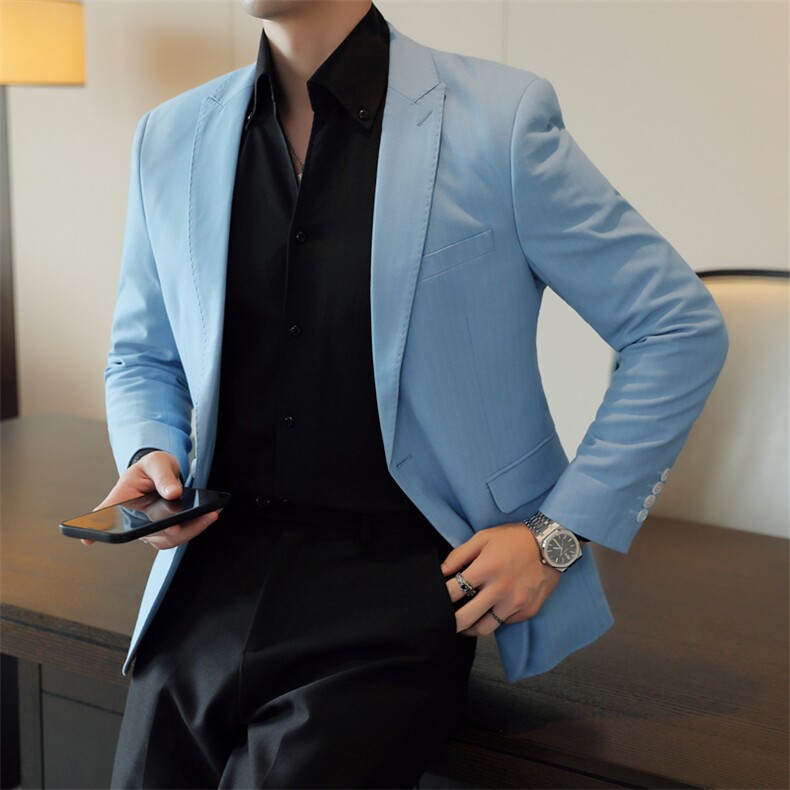26做货-男士休闲西装修身韩版西服外套小西装上衣DX6931P165图片