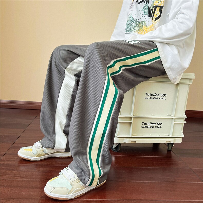 1日系CityBoy风华夫格休闲裤男拖地女中性风直筒男7790特P25控55图片