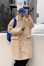 N6150/P115秋冬新双排扣长款过膝呢大衣男风衣毛呢料外套宽松呢子，男装风衣，电商A141