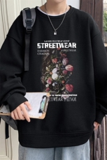 华夫格！2023秋季新款男士潮牌圆领卫衣百搭长袖HWY05P30加绒P40，男装卫衣，电商B220