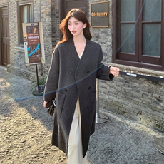 现货新款双面羊毛呢针织帽可脱卸气质款女士精品羊毛大衣，女装双面呢大衣，丝露依尚（原SL）