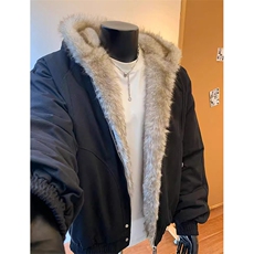 现货高品质美式高街冬季重磅硬挺短款座山雕毛领棉衣男女加厚外套，男装棉衣，电商A486-1