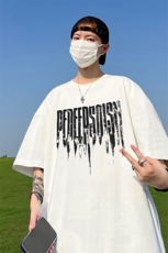 240G重磅美式印花纯棉大码宽松休闲短袖T恤T320-P25控38，男装T恤，电商B219A