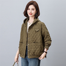 夹棉外套女2025新款春季短裤连帽加厚上衣，女装棉衣/棉服，忆绮罗