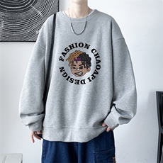 华夫格卫衣！2023秋季男士圆领印花卫衣潮流长袖HWY07P30，男装卫衣，电商B220