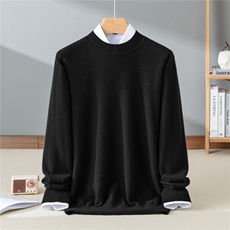 2025秋冬百搭时尚简约单边半高针织衫，男装羊绒套衫，牧群羊绒