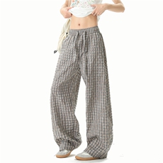 【现货】A800-特批45-控78薄款泡泡格面料休闲裤男女款格子裤，男装休闲裤，电商B335