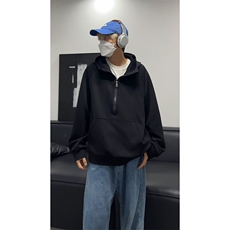 美式高街连帽卫衣男2025新款宽松半拉链帽衫外套W4688-特价P48，男装卫衣，电商A007