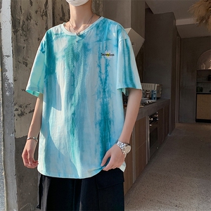 703-T208-P35 夏季男士扎染条纹小雏菊印花T恤情侣图片