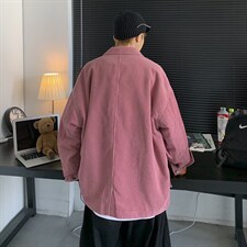 港风情侣灯芯绒夹克外套多口袋工装宽松衬衫男女ins潮 H203/P85图片