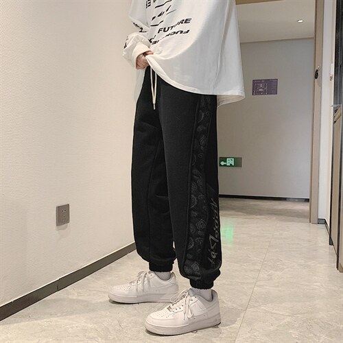 现货拼接束脚男夏季潮牌ins卫裤腰果花休闲长裤K2007-P32，男装休闲裤，星座512-2