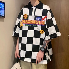 男春季复古棋盘polo潮流时尚休闲短袖SL01P36，男装Polo衫，星座1116-2
