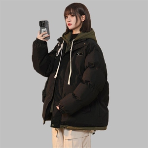 棉服女面包服外套女棉衣棉袄女假两件羽绒棉服冬季保暖新款图片