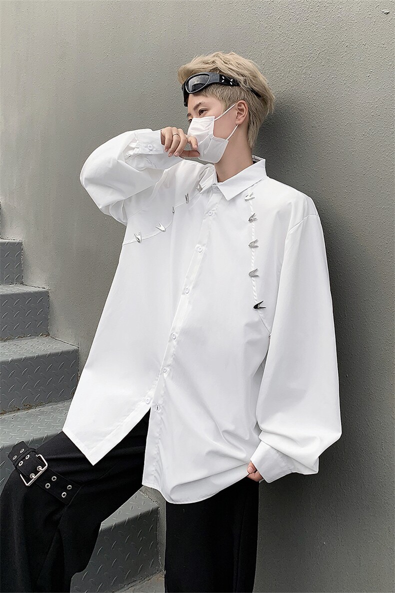 男装衬衫24春季金属设计感男休闲长袖衬衣衫XZ514-2-202416-P78,男装衬衫,星座514-2(原B239)