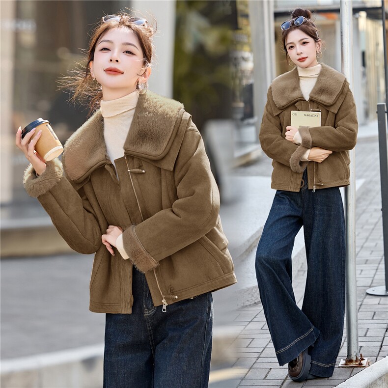 2025年冬季羊羔毛潮休闲新款短款外套，女装羊羔毛/颗粒绒，琦鑫阁（原依鑫阁）
