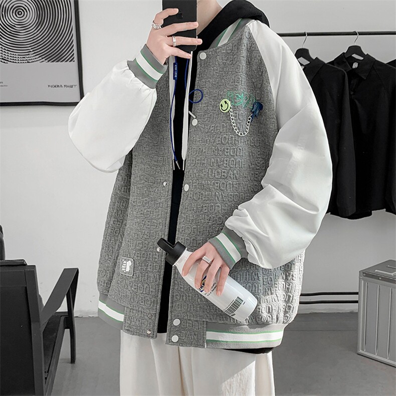 2023秋上新潮流棒球服男女中性风韩版简约刺绣夹克外套8013-P95,男装夹克,电商A441-1