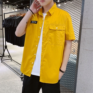 有报告男士休闲短袖夏季潮流青少年五分袖衬衫 DS420T图片