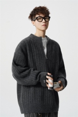 8801-P502025年秋冬季新款毛衣男士时尚半高拉链领宽松针织衫，男装针织衫/毛衣，电商A113