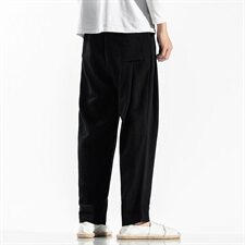中国风男装亚麻休闲裤复古大码宽松哈伦裤子潮QT6008-1/K031/75，男装休闲裤，电商A008