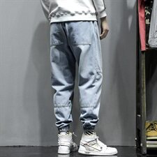 2021灰墙日系秋季新大码男美式潮流束脚宽松九分牛仔裤K299-P50，男装牛仔裤，电商A001