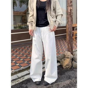 美式复古牛仔裤男女解构拼接潮牌痞帅炸街裤子长裤NB218图片