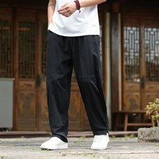 2026夏装新款汉服唐装风透气凉爽棉麻休闲裤A057-K381-P45，男装民族服装，电商A057B