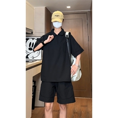 量大优供视频泡泡纱polo衫套装短袖短裤男CP77TZ-特p50，男装牛仔裤，电商B371