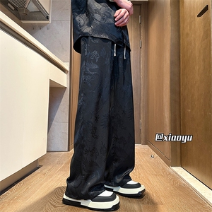 XZ616 春夏季风新中式龙纹冰丝裤休闲长裤 TY2466 特P35控68图片