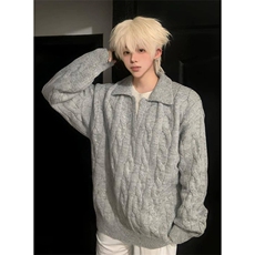 网图现货数据款老钱风麻花V领毛衣男秋冬复古POLO衫-A2321P58，男装针织衫/毛衣，电商B241
