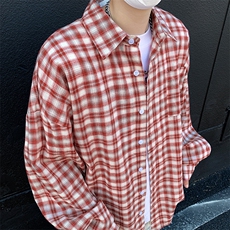 美式复古格子衬衫外套男春秋新款休闲外穿长袖格纹衬衣中性情侣潮，男装衬衫，星座505-2（原电商A260-1)