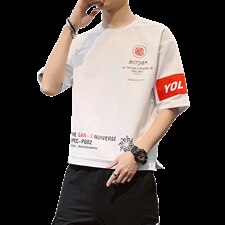 夏季短袖t恤男潮流宽松半袖印花打底衫男士上衣服DT05P30，男装T恤，电商A086