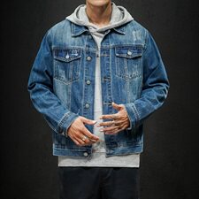 男士牛仔外套秋季潮流韩版工装夹克男潮牌日系牛仔衣8195，男装夹克，电商A318