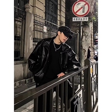 高级感机车皮衣夹克男女外套潮牌小众PU皮飞行服Y1016-P85网络图，男装夹克，电商B245