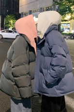情侣装棉衣加厚连帽假两件拼接棉服棉袄A125-Y281-P120，男装棉衣，电商A125